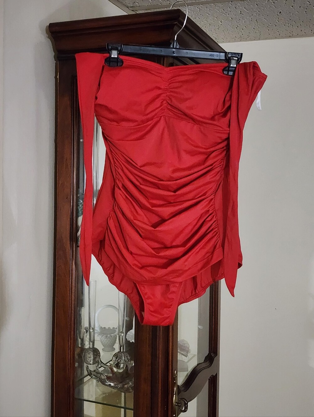 Ruby Ribbon Red Ruched Bandeau One-Piece